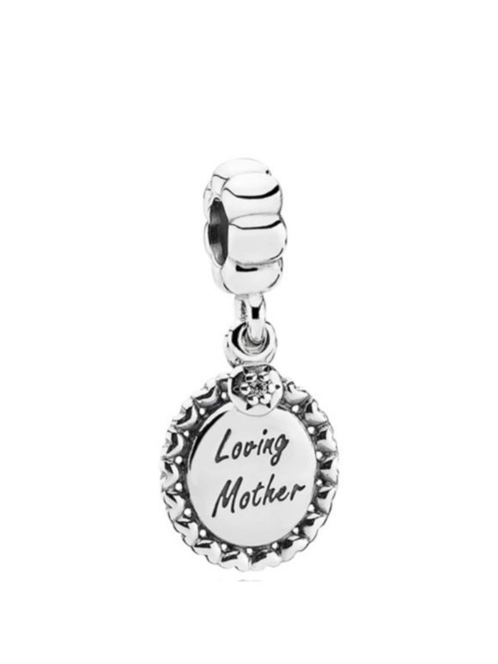 Pandora Sterling Silver Loving Mother Family Dangle Bead w/ Zirconia -791127cz